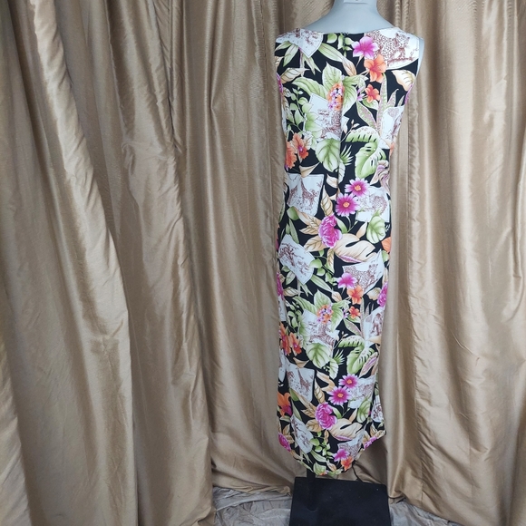 Vintage Caroline Kendrick black jungle print maxi dress size 10 - Picture 5 of 11